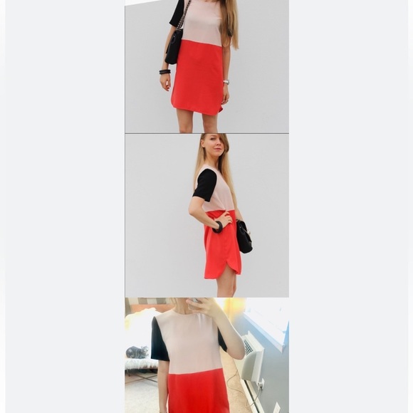 ZARA color block mini tunic dress / zipped short sleeve chic anytime dress sz L - Picture 10 of 10